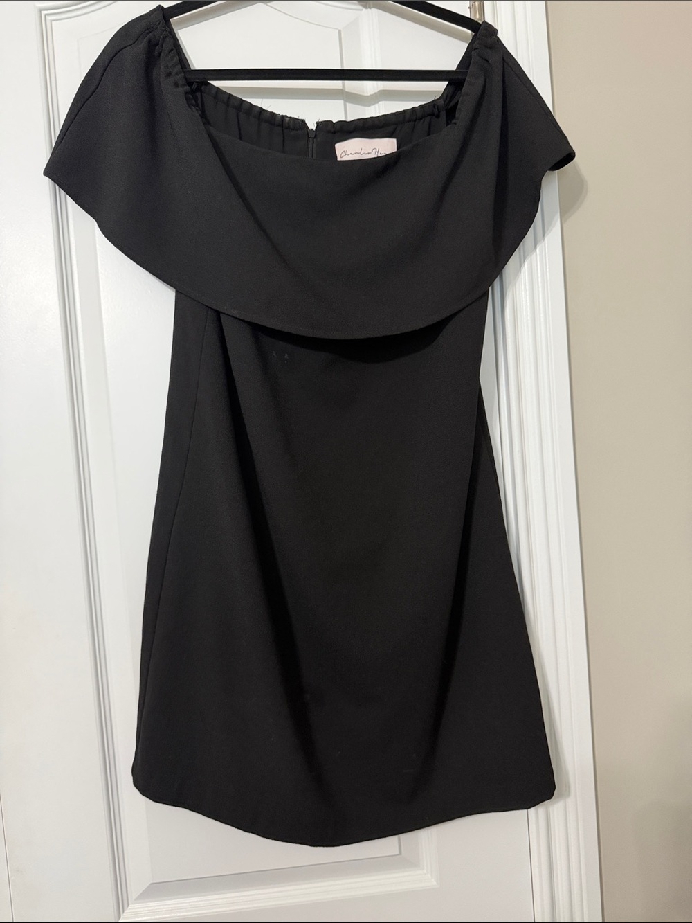 Charles Henry Black Off-Shoulder Dress